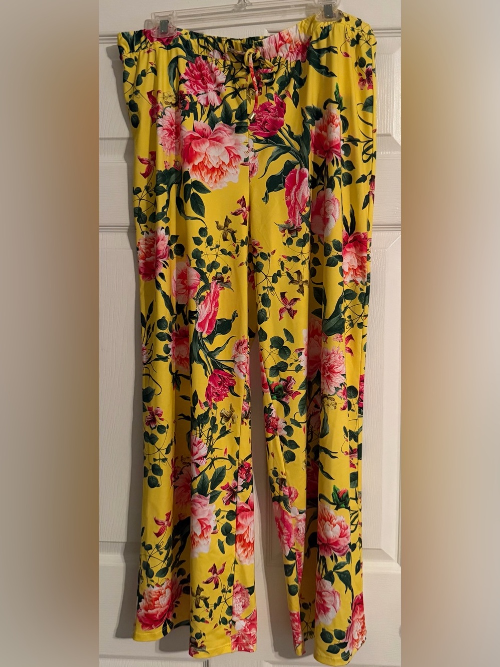 Yellow Floral Wide-Leg Women’s Pants